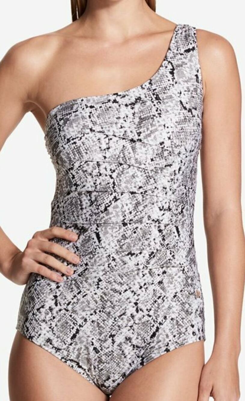 NEW CALVIN KLEIN VIPER ONE SHOULDER STARBURST ONE PIECE SWIMSUIT SZ 12 CGMMS565